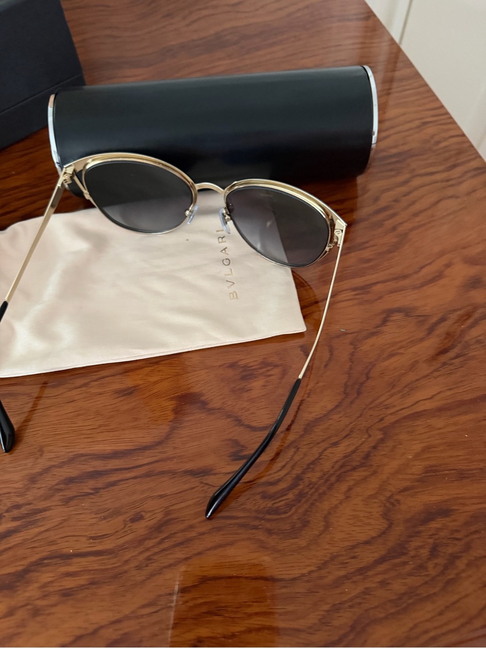 Bulgari Black and Gold Cat-Eye Women's Sunglasses - Picture 8 of 12
